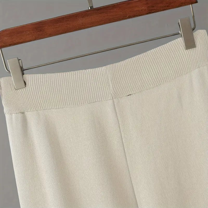 Damen 3 Teiliges Strickset Cardigan Top Hose | Komfort Lounge Set