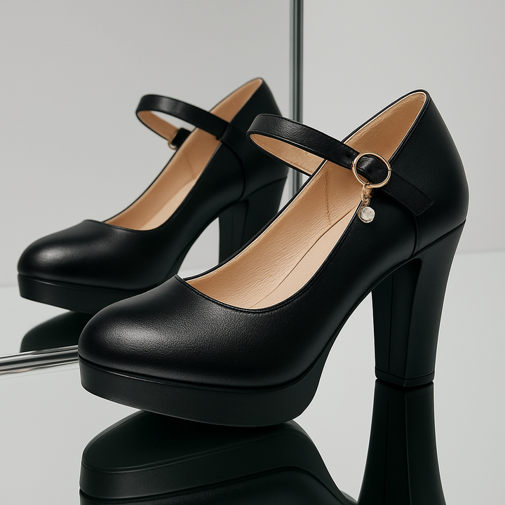 Damen Plateau Absatzschuhe | Verstellbarer Riemen