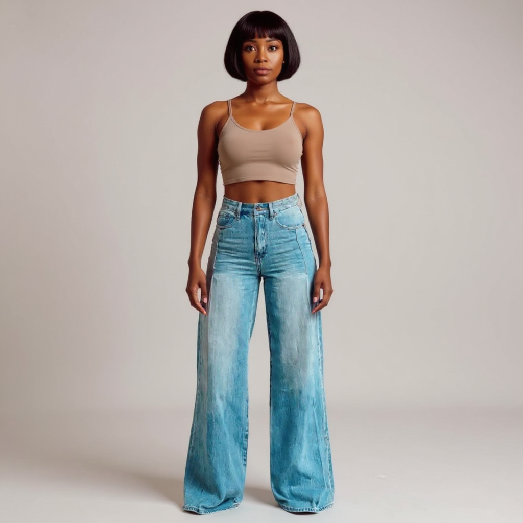 Damen Weitgeschnittene Jeanshose | Hohe Taille