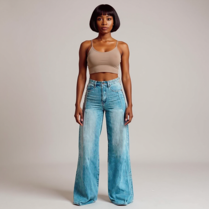 Damen Weitgeschnittene Jeanshose | Hohe Taille