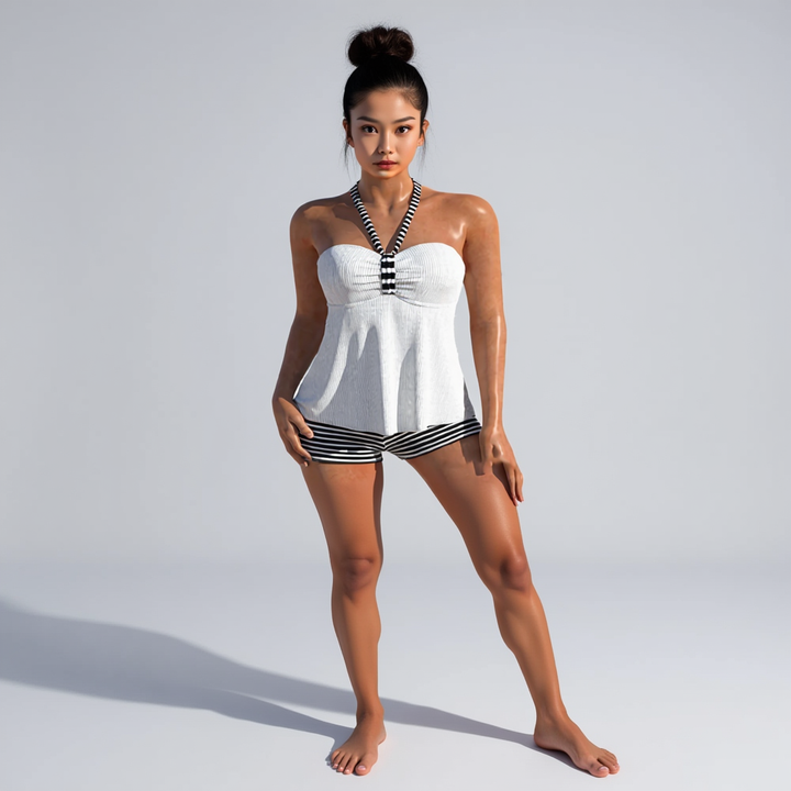 Damen Rückenfreier Tankini | Zweiteiliges Set