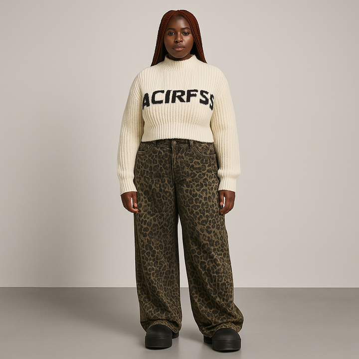 Damen Weitgeschnittene Hose | Leopardenmuster Urban