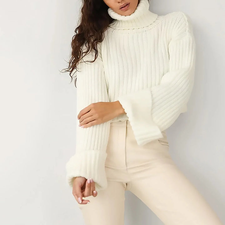 Damen Pullover Rollkragen | Warmer Strickpullover