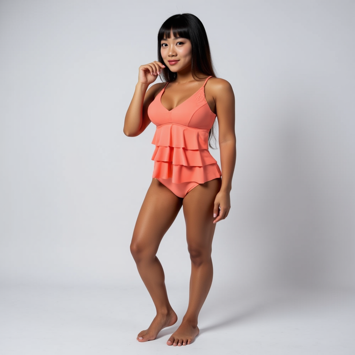 Damen Figurformender Badeanzug | Rüschen Design
