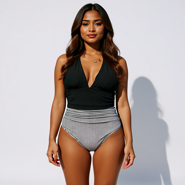 Damen Figurformender Badeanzug | Zweifarbiges Design