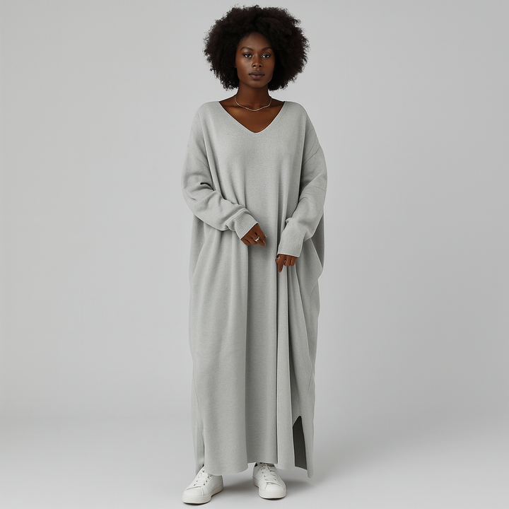 Damen Lockeres Maxikleid | Oversize Langarm