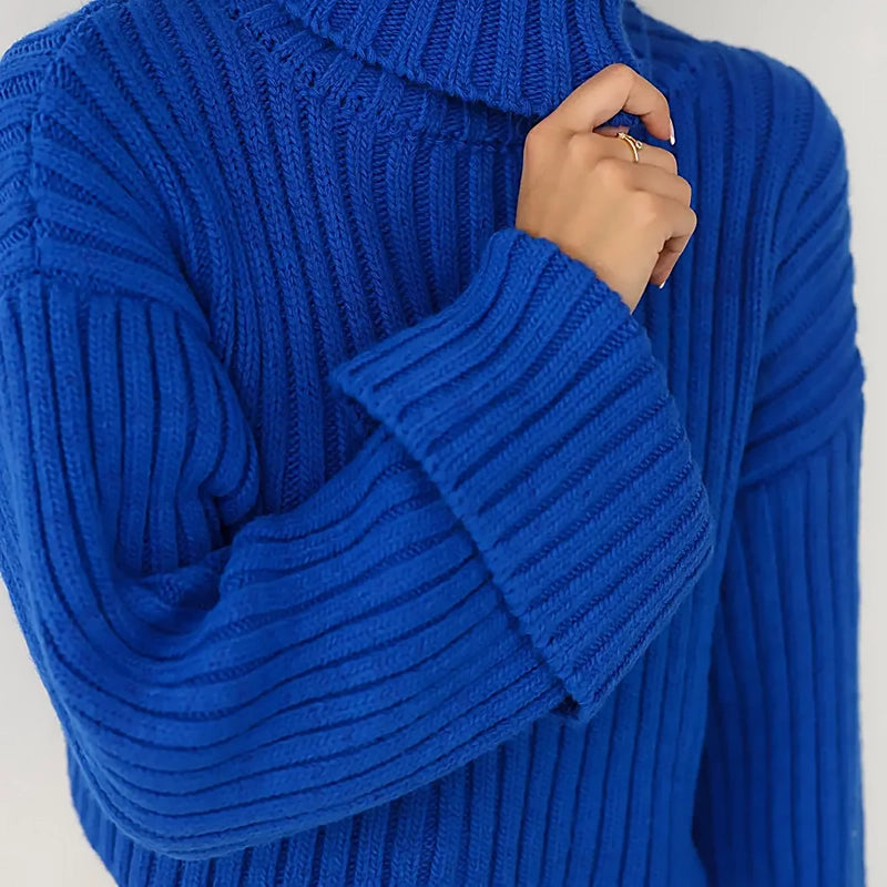 Damen Pullover Rollkragen | Warmer Strickpullover