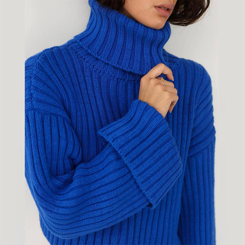 Damen Pullover Rollkragen | Warmer Strickpullover