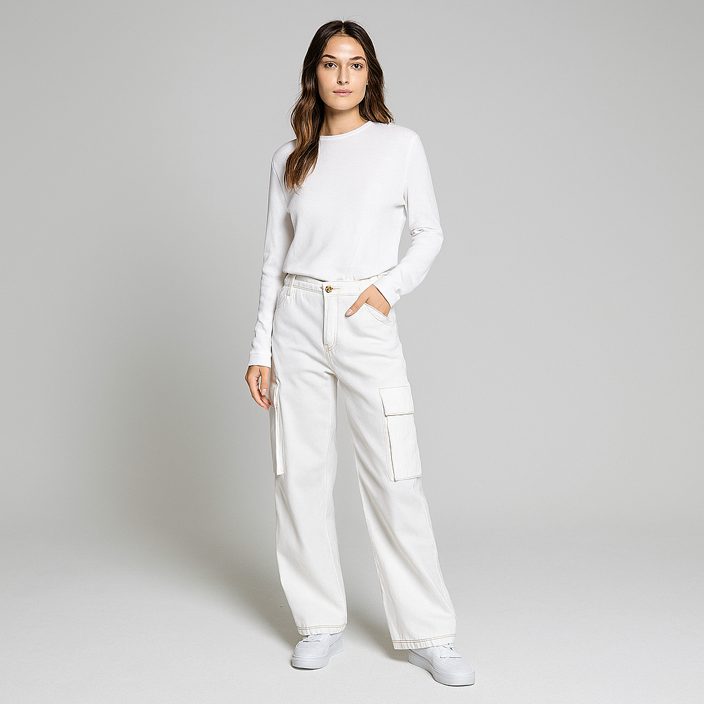 Damen Weitgeschnittene Cargohose | Mehrtaschig