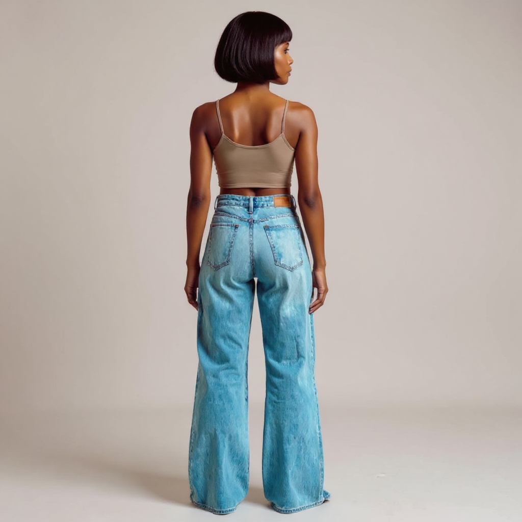 Damen Weitgeschnittene Jeanshose | Hohe Taille