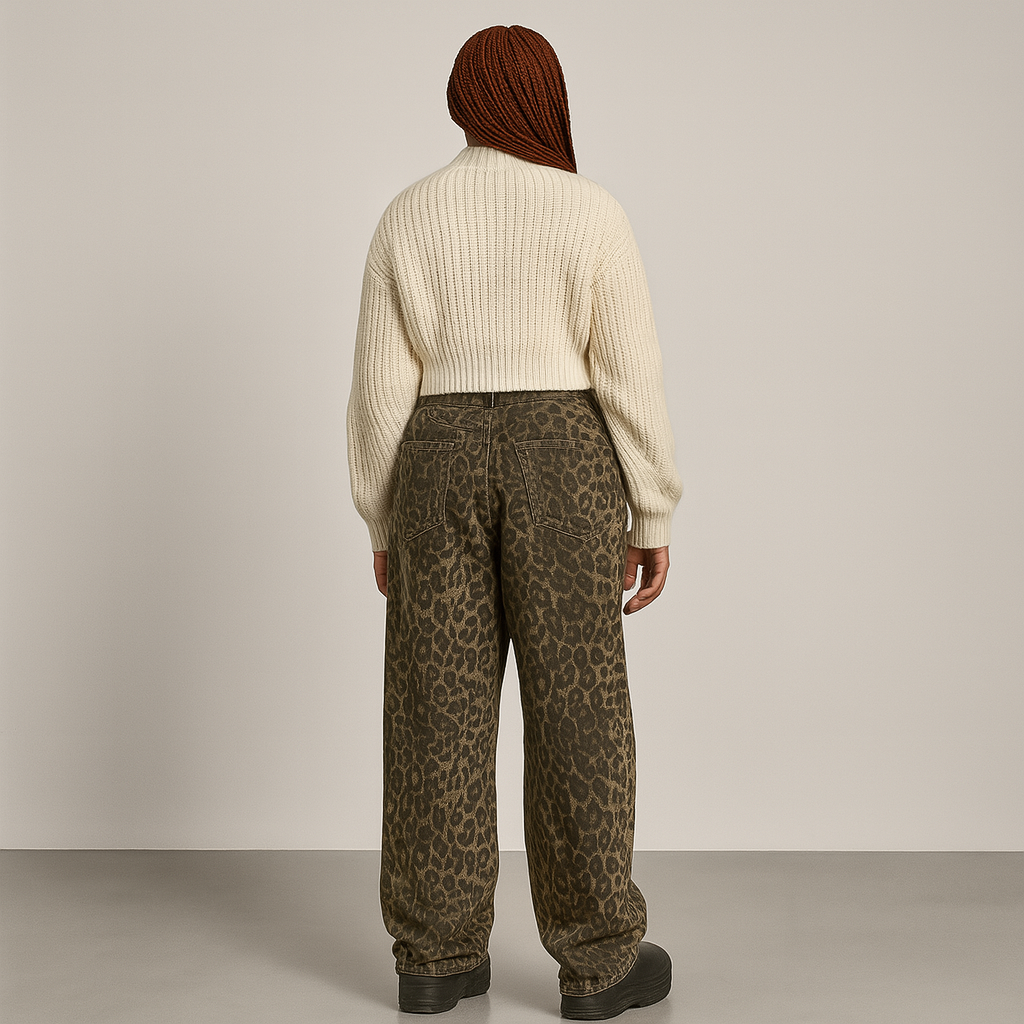 Damen Weitgeschnittene Hose | Leopardenmuster Urban