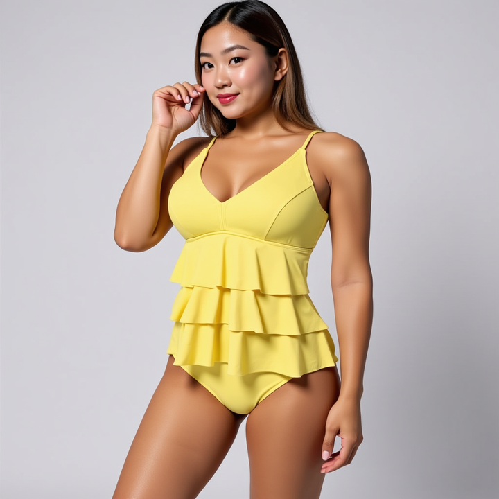 Damen Figurformender Badeanzug | Rüschen Design