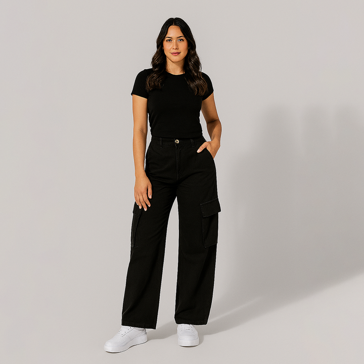 Damen Weitgeschnittene Cargohose | Mehrtaschig
