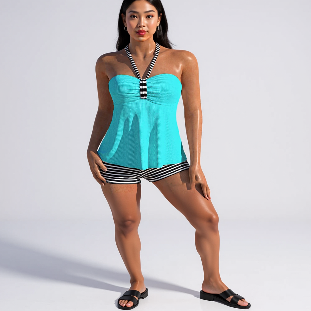 Damen Rückenfreier Tankini | Zweiteiliges Set