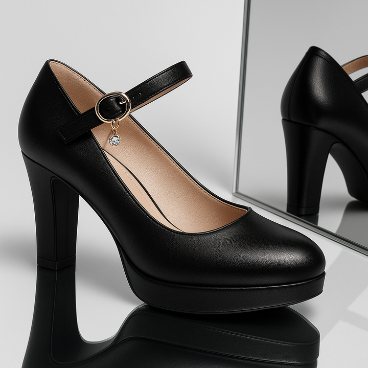 Damen Plateau Absatzschuhe | Verstellbarer Riemen