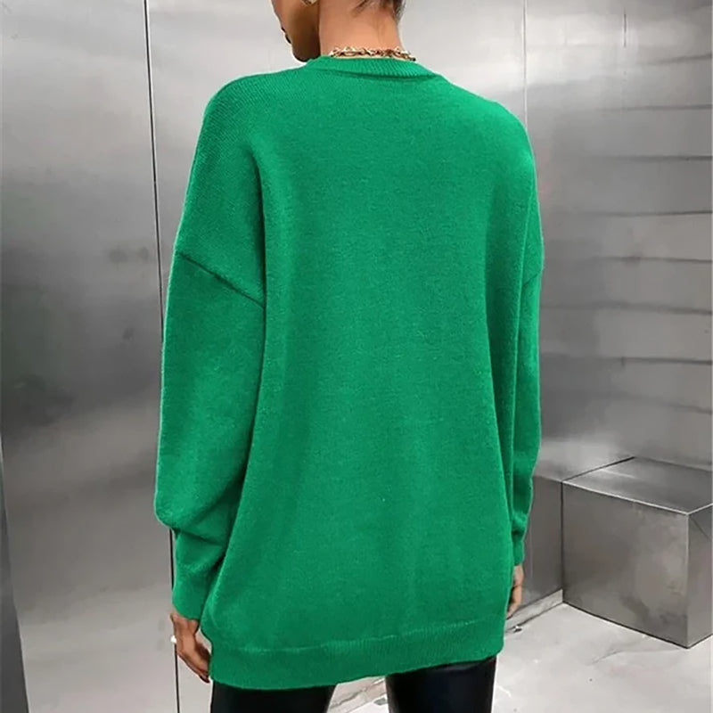 Pullover | Damen Oversize Pullover Langarm | Bedruckt