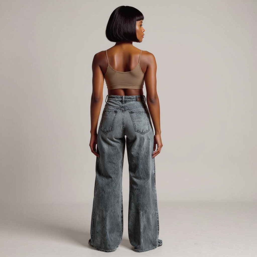 Damen Weitgeschnittene Jeanshose | Hohe Taille