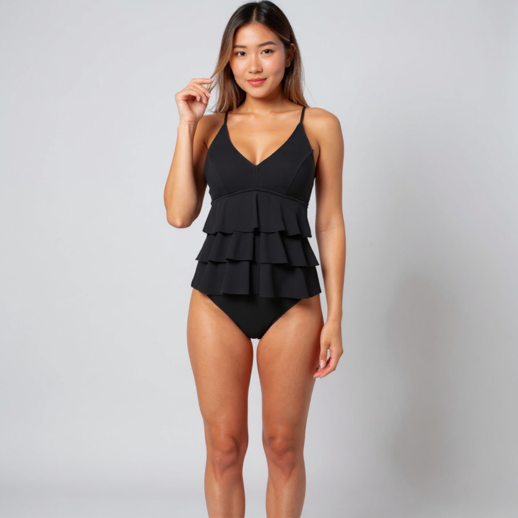 Damen Figurformender Badeanzug | Rüschen Design