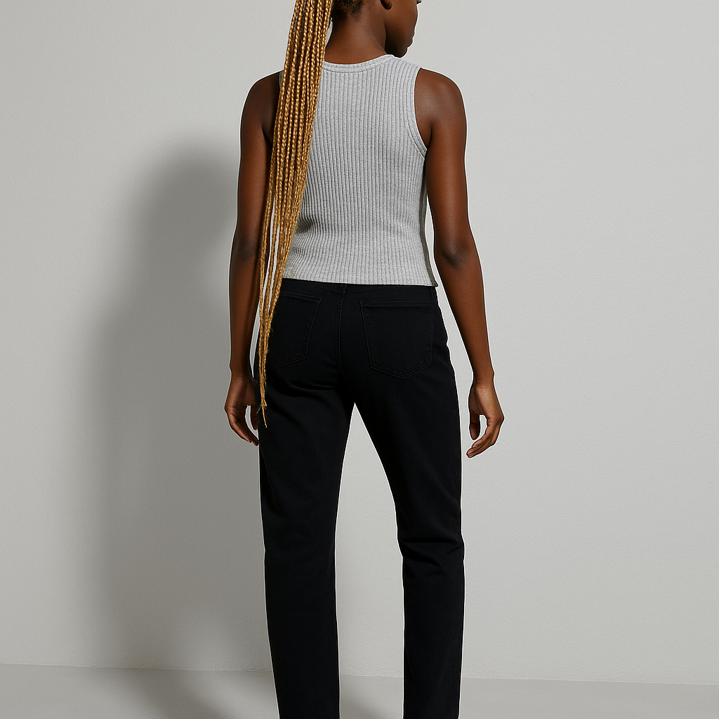 Damen Ärmelloses Rippstricktop | Knopfleiste