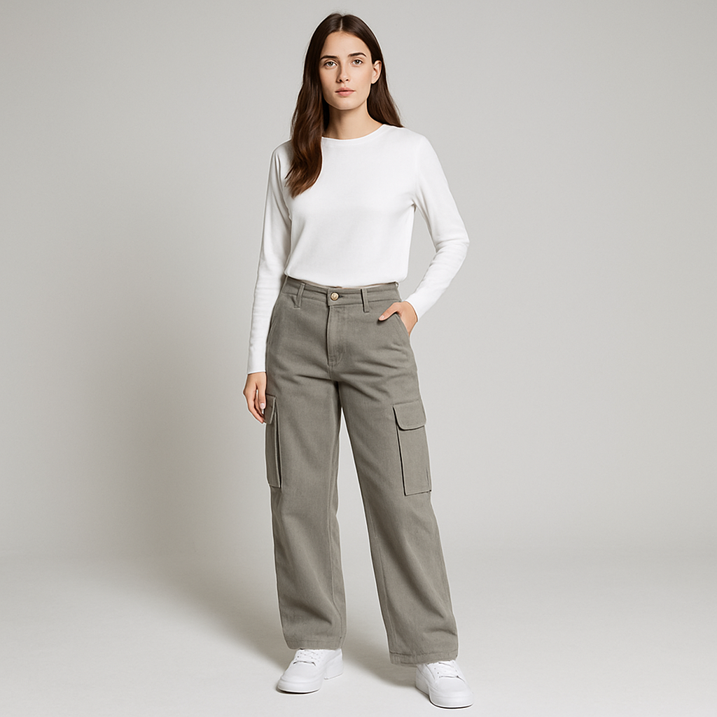 Damen Weitgeschnittene Cargohose | Mehrtaschig