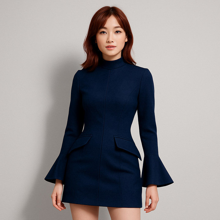 Damen Figurbetontes Minikleid | Langarm Modern