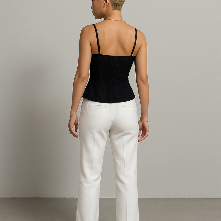 Damen Tailliertes Top | Knopfdetails