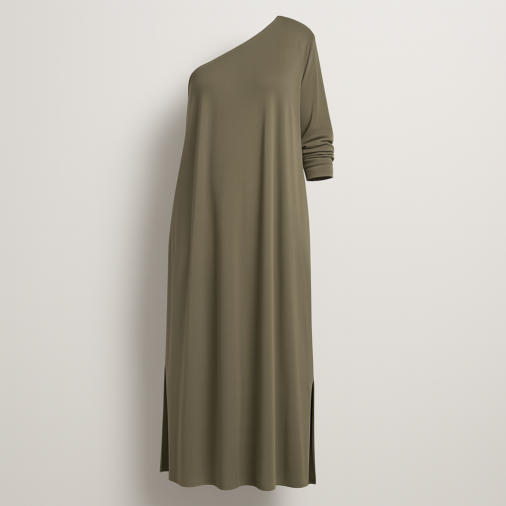 Damen Asymmetrisches Maxikleid | Ein-Schulter Design