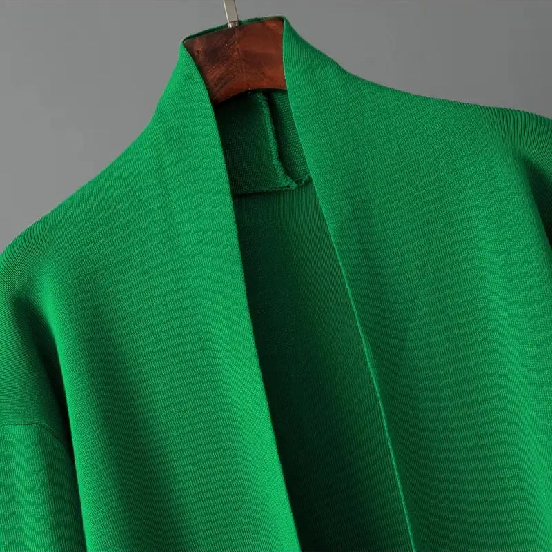 Damen 3 Teiliges Strickset Cardigan Top Hose | Komfort Lounge Set