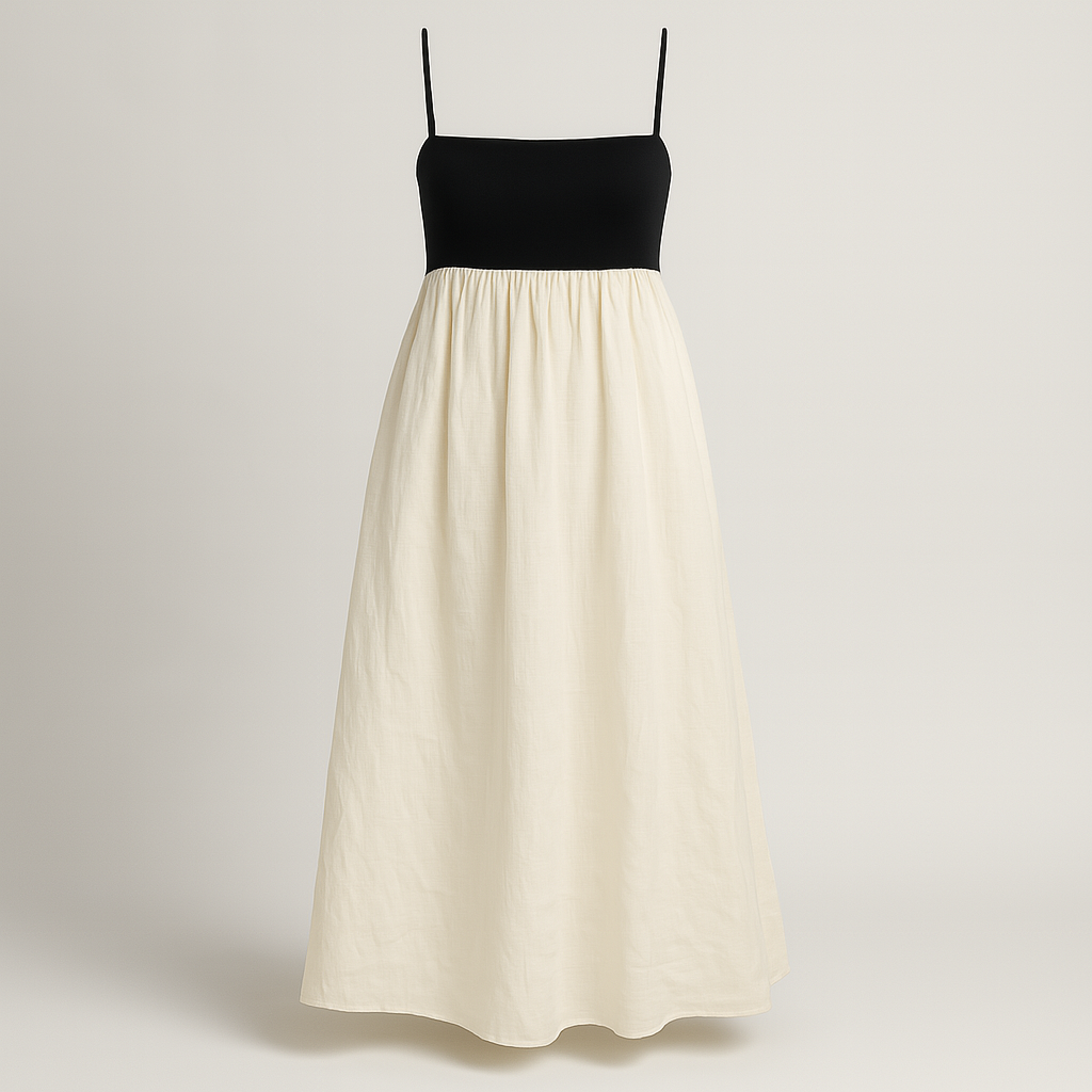 Damen Ärmelloses Maxikleid | Kontrastfarbig Locker