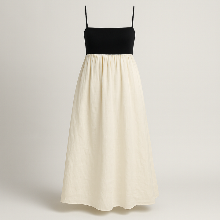 Damen Ärmelloses Maxikleid | Kontrastfarbig Locker