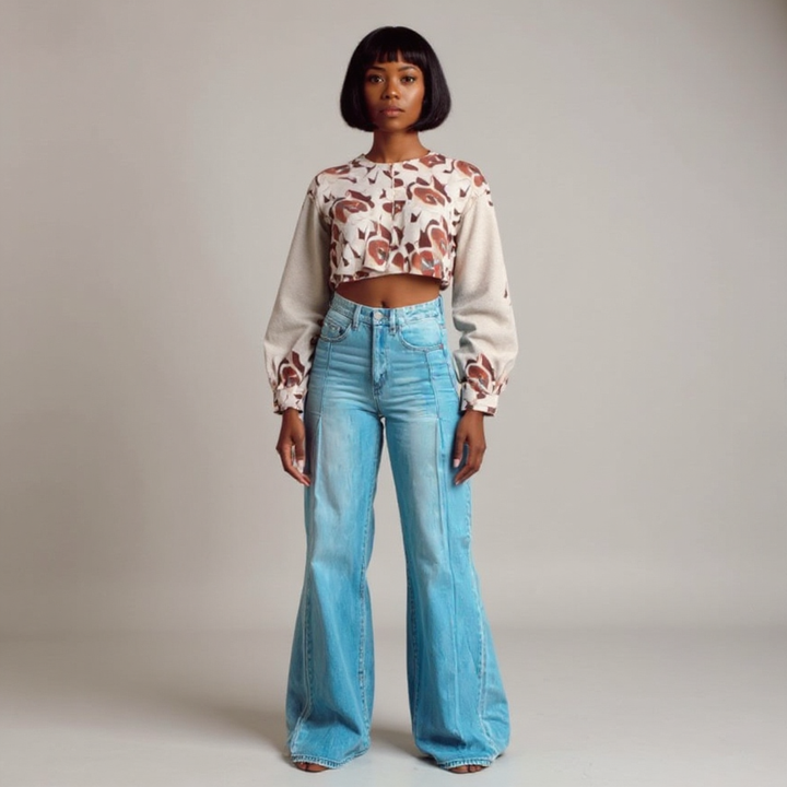 Damen Weitgeschnittene Jeanshose | Hohe Taille