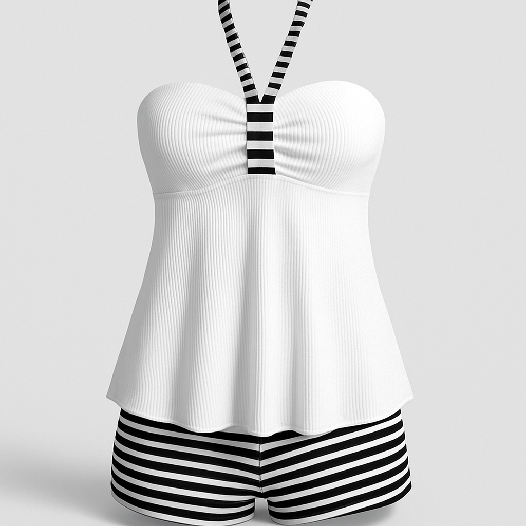 Damen Rückenfreier Tankini | Zweiteiliges Set