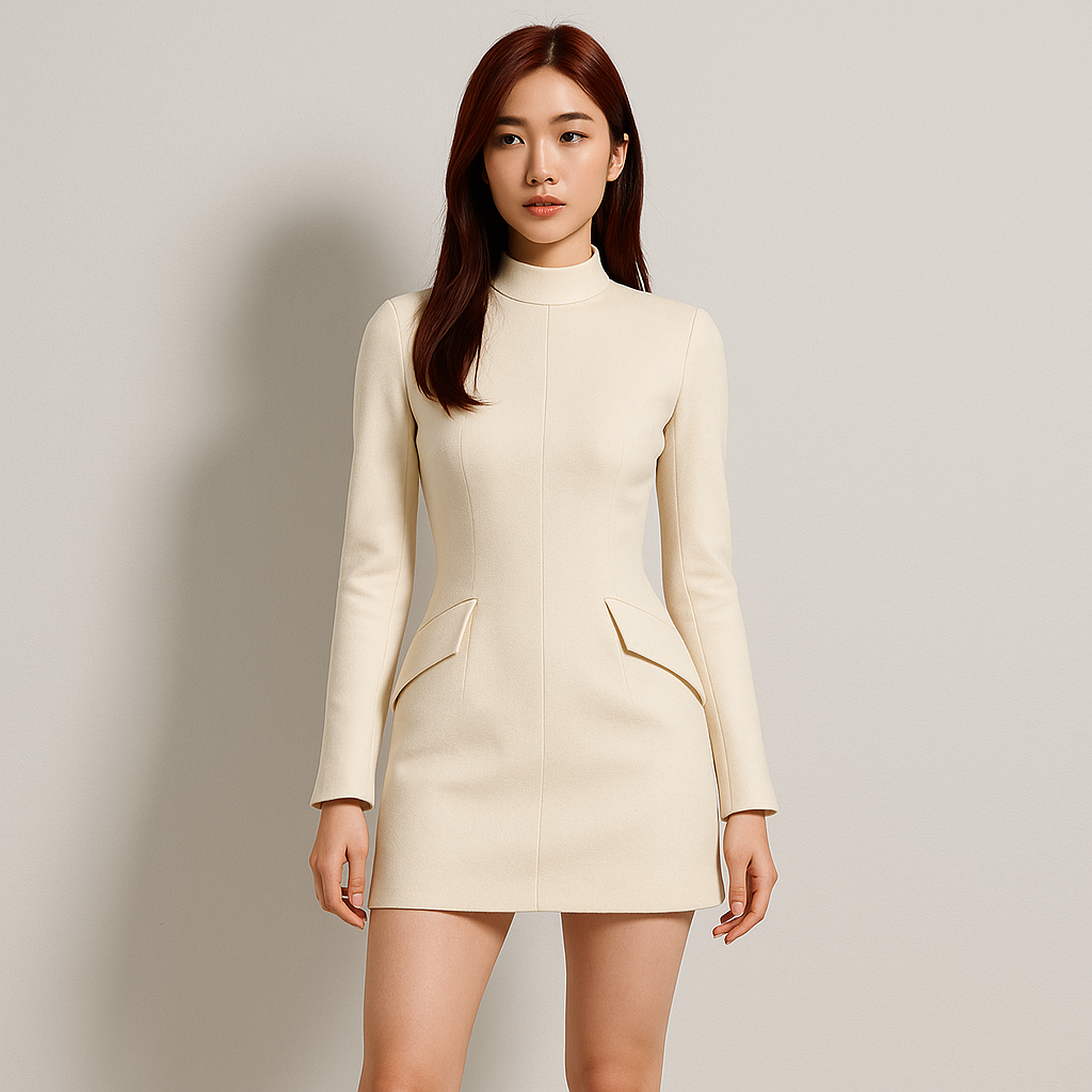Damen Figurbetontes Minikleid | Langarm Modern