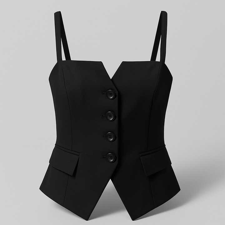 Damen Tailliertes Top | Knopfdetails