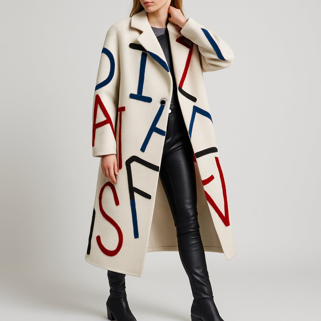 Wintermantel Damen Warm | Mantel Mit Buchstabenmuster-Lookberg